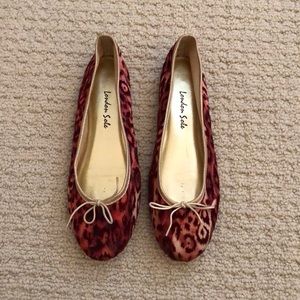 London Sole Red Cheetuh Ballet Flats